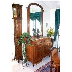 Solid Walnut sideboard china cabinet w/mirror #1321176