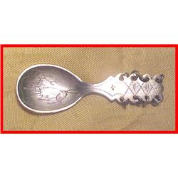 Antique Tiny Scandinavia  Reindeer Silver Spoon#1321200