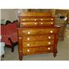 Image 1 : SHERATON TIGER MAPLE CHEST  W/ SANDWICH GLASS #1321412