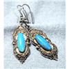 Image 1 : Sterling Silver & Turquoise Earrings Signed  #1321430