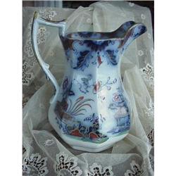 VICTORIAN FLOW BLUE LARGE JUG PITCHER #1321549