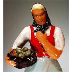 GLAZED TERRA COTTA PEASANT WOMAN AUSTRIA / #1338552