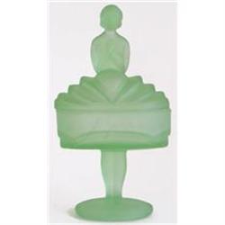 Green BALLERINA Satin Glass Powder Jar #1338684