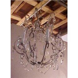 ANTIQUE FRENCH CRYSTAL BEADED CHANDELIER   #1338759