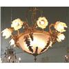 Image 1 : Gilded Bronze & Etched Crystal Ceiling Fixture #1338858