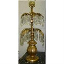 PAIR OF GILTWOOD & CRYSTAL PALM LAMPS #1338873