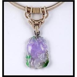 Gorgeous Craved Lavender Jade Necklace #1338962