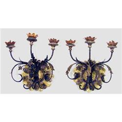 PD005 - Pair Italian Three Arm Sconces #1339041