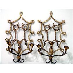 PD006 - Pair Italian Three Arm Sconces w/Gilded#1339042