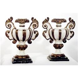 PD010 - Pair Ornate Italian Carved Wooden White#1339043