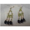 Image 1 : 14K YG Gold Smokey Quartz Peridot Drop Earrings#1339090