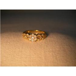 Estate 14K YG Floral Filigree Diamond Ring #1339110