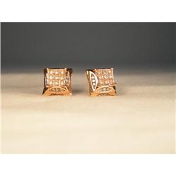 Estate 14K Rose Pink Gold Diamond Earrings #1339115