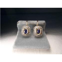 18K Pink Rose Gold Diamond Sapphire Earrings #1339138