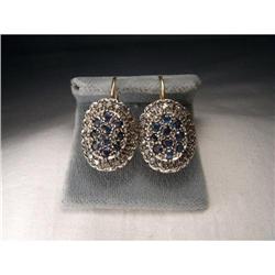 18K Pink Rose Gold Diamond Sapphire Earrings #1339139