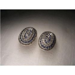 18K Pink Rose Gold Diamond Sapphire Earrings #1339140