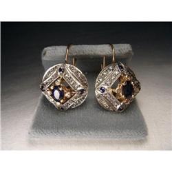 18K Pink Rose Gold Diamond Sapphire Earrings #1339141