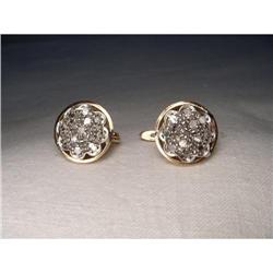 Antique 18K Pink Gold Rose Cut Diamond Earrings#1339145