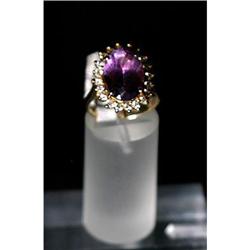 Estate Amethyst & Diamond yellow gold ring 14kt#1339174