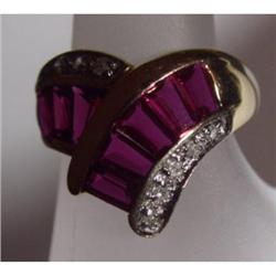 Estate Ruby Diamond yellow gold designer ring #1339177