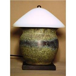 Pair brass & glass lamps: #1339226