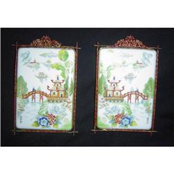 Pair of Chinoiserie Paintings on Porcelain #1339347