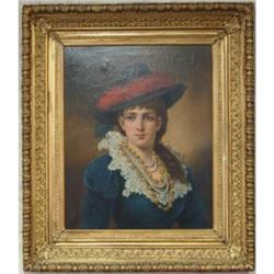 Oil Painting Portrait of Lady in Blue Dress #1339361