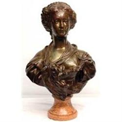 Bronze Bust of Female on Apricot Marble #1339362