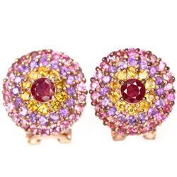 Natural RUBY CITRINE AMETHYST TOURMALINE Earrings