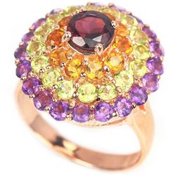 NATURAL RHODOLITE GARNET CITRINE PERIDOT AMETHYST Ring