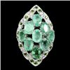 Image 1 : Natural Oval Emerald & Chrome Diopside Ring