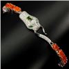 Image 2 : Natural Orange Fire Opal & Chrome Diopside Bracelet