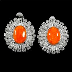 Natural  Orange Fire Opal 8x6 MM Earrings