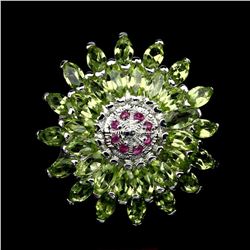 Natural Top Rich Green Peridot Ruby Ring