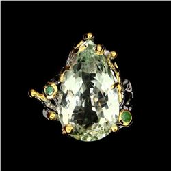 Natural Handmade 21x13mm Green Amethyst Emerald Ring