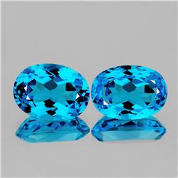 Natural Baby Swiss Blue Topaz Pair 13.55 Cts - VVS