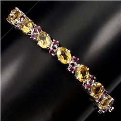 Natural Top Rich Yellow Citrine Rhodolite Garnet Bangle