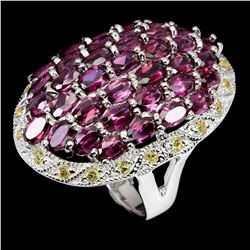 Natural Rhodolite Garnet & Sapphire  Ring