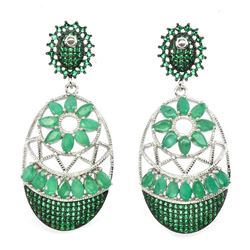 Natural Columbian Top Green Emerald Earrings