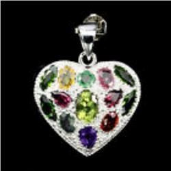 Natural  7x5mm Peridot Emerald Garnet Heart Pendant