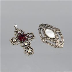 RARE 2 PIECE MARCASITE BROOCHE/PENDANT LOT