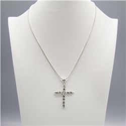 AMAZING 12.50 CT SWISS BLUE TOPAZ CROSS PENDANT