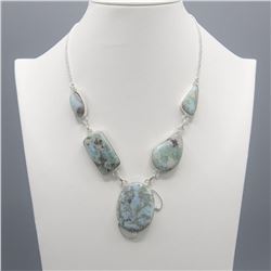 Huge Natural Carribian Blue Larimar Necklace.