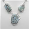 Image 2 : Huge Natural Carribian Blue Larimar Necklace.
