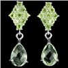 Image 1 : NATURAL GREEN AMETHYST 9X7 MM. PEAR & PERIDOT Earring