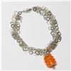 Image 1 : Custom Sterling Silver Bracelet with Bead Accent and Magnetic Clasp.  Measures 8" in length.