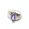 Image 1 : Lady's 10K Yellow Gold Amethyst Ring with Diamond Accents - Size 7.  Total weight of 3.22 grams.