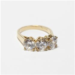 Lady's 10K Yellow Gold Cubic Zirconia Trinity Ring - Size 5 1/2.  Total weight of 3.72 grams.