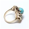 Image 2 : Vintage Lady's 10K Yellow Gold Turquoise Statement Ring - Size 6 1/2.  Total weight of 9.81 grams.