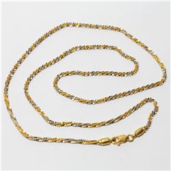 18K-20K Yellow & White Gold Spiral 18" Chain with Lobster Clasp.  Total weight of 6.64 grams.